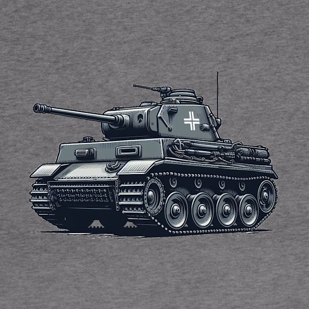 Vintage German Panzer Tank Illustration by BattlegroundGuide.com